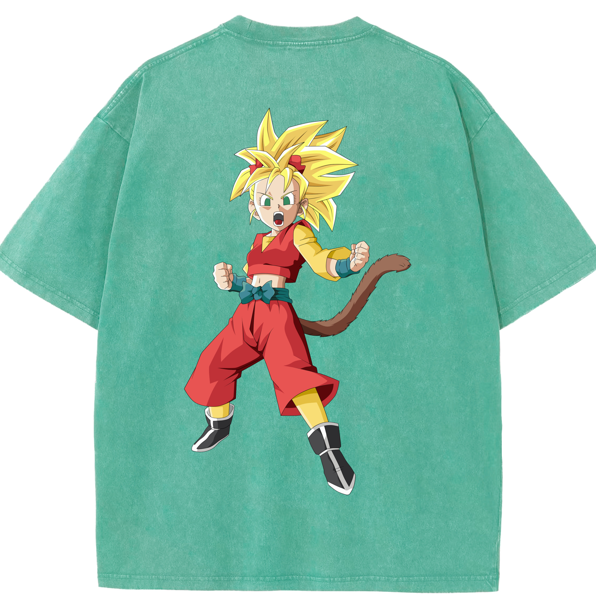（画像用） ドラゴンボール カリフラ DRAGON BALL Caulifla 綿100% ヴィンテージ風 半袖Tシャツ（背面プリント）